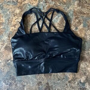 Buffbunny Collection Sports Bra Womens Size Small Black Snakeskin Strappy